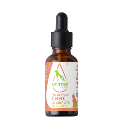 Huile de saumon pour chat CBD 2% 10ml et 30ml, apaisante et naturelle