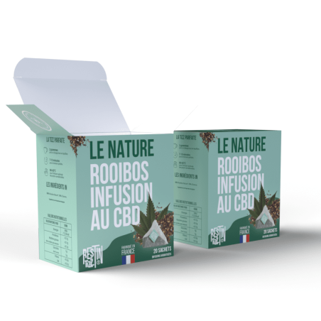 Infusion bio CBD Rooibos Nature en boite de 20 infusettes sans théine