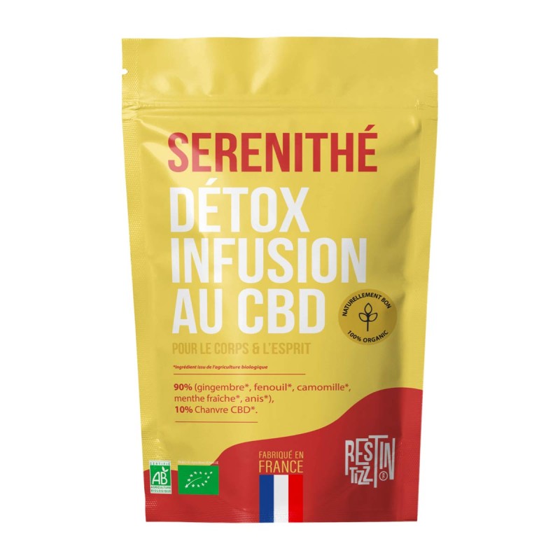 Infusion bio au CBD Sérénithé Détox 50g avec gingembre, fenouil et chanvre