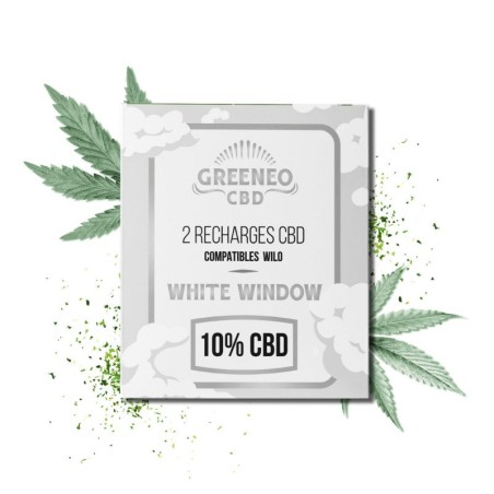 Recharge White Window - Pack de 2 cartouches 2 ml e-liquide CBD dosé à 10% avec résistance 1,6 ohm