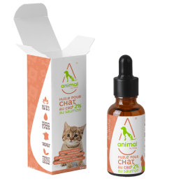 Huile de saumon pour chat CBD 2% 10ml et 30ml, apaisante et naturelle