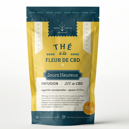 Thé au CBD Jours Heureux en vrac, infusion relaxante aux plantes