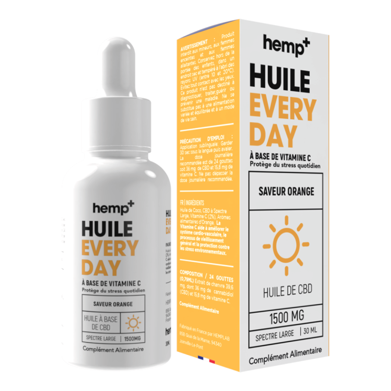 Huile CBD 30ml Everyday - Hemp+ Full Spectrum pour bien-être et relaxation