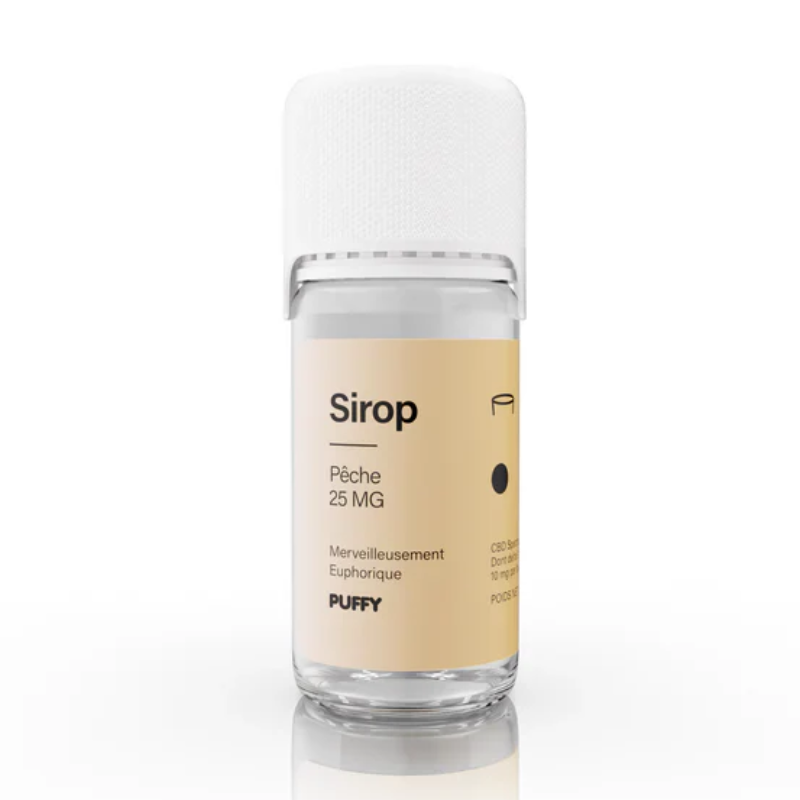 Sirop THC 25mg goût pêche - CBD et THC pour détente et soulagement