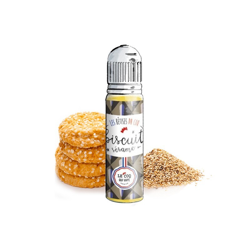 E-liquide CBD Biscuit Sésame 50ml par Le Coq Qui Vape - Saveur gourmande sans nicotine