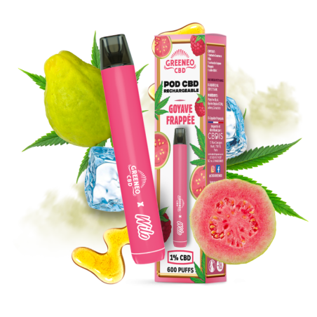 Pod CBD rechargeable saveur goyave frappée – Vape fruitée et rafraîchissante