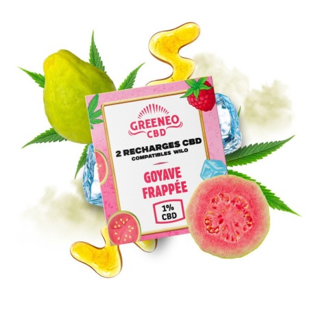 Recharge CBD goût goyave frappée – cartouches e-liquide 2ml compatibles pods Greeneo