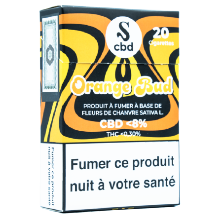 Paquet de 20 cigarettes CBD Orange Bud - Fleurs de chanvre Sativa L., détente sans THC