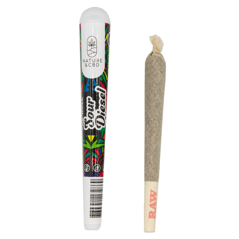 Pre-roll CBD Sour Diesel - Fleurs CBD, saveurs d’agrumes, papier non blanchi, 1g par pre-roll