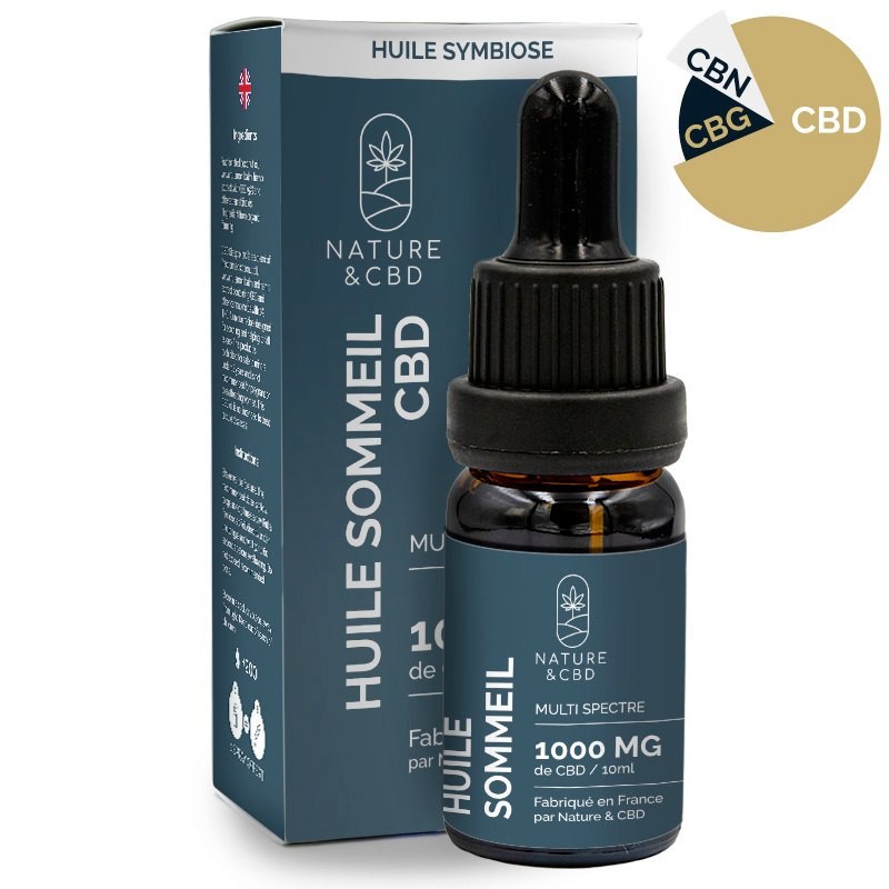 Huile Sommeil au CBD Symbiose avec mélisse, verveine et chanvre - 1000mg à 2000mg CBD