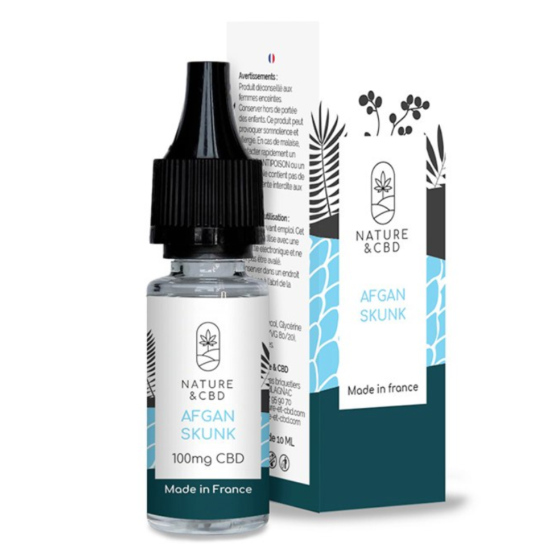 Photo de l’E-liquide CBD Afgan Skunk avec des notes terreuses et d'agrumes