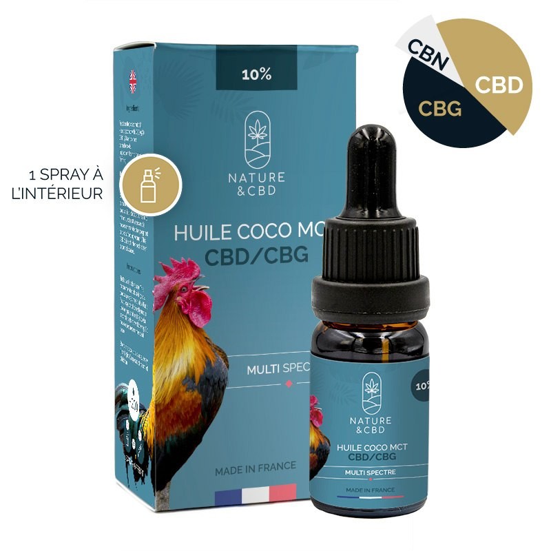 Huile CBD/CBG Coco MCT 10% - Extrait multi-spectre sans THC