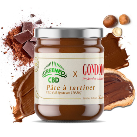 Pâte à tartiner praliné au CBD avec noisettes, praliné, chocolat noir, sans huile de palme