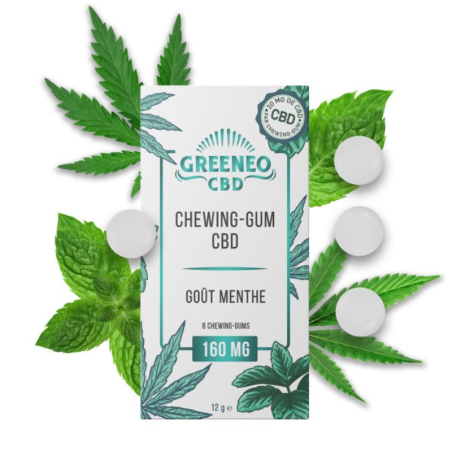 Chewing-gum menthe au CBD Greeneo - 20mg CBD par gomme, fraîcheur sans sucre