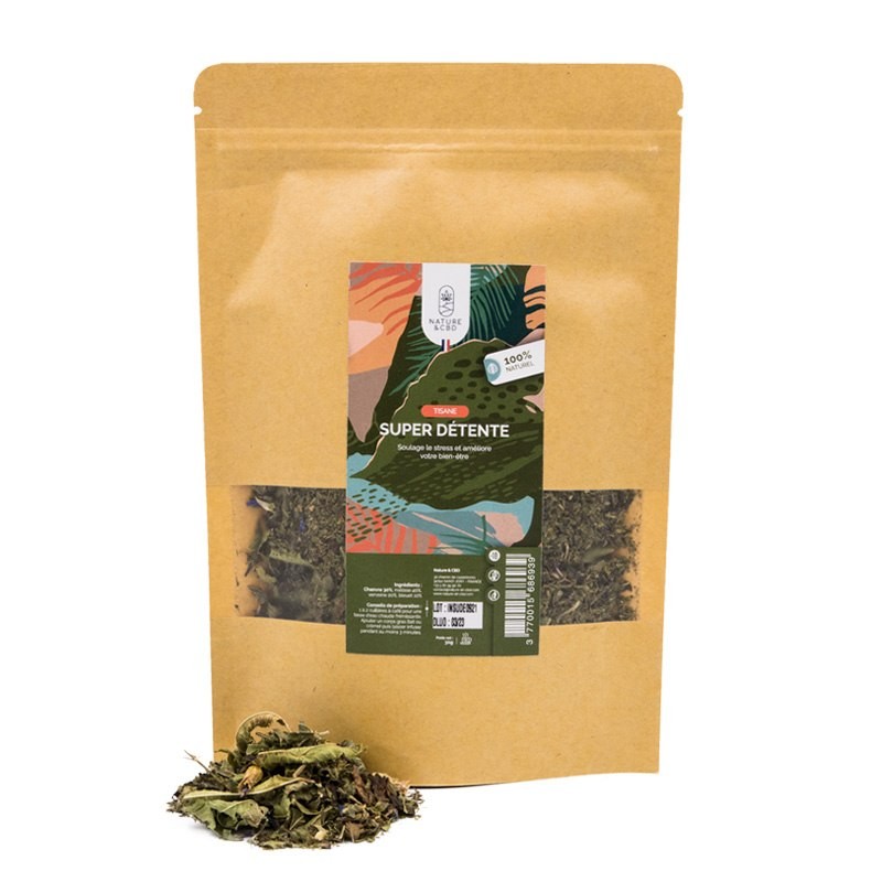 Tisane Super Détente CBD - Infusion Relaxante au Chanvre, Mélisse et Verveine