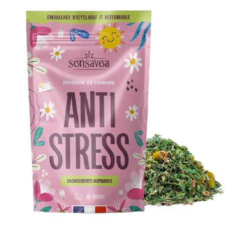 Infusion No Stress bio au CBD - Fleurs de tilleul, mélisse, menthe, chanvre pour détente