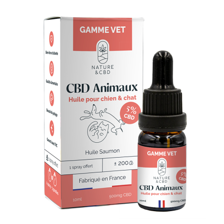 Huile CBD 5% pour animaux - Chien et chat avec huile de saumon et CBD - Nature & CBD