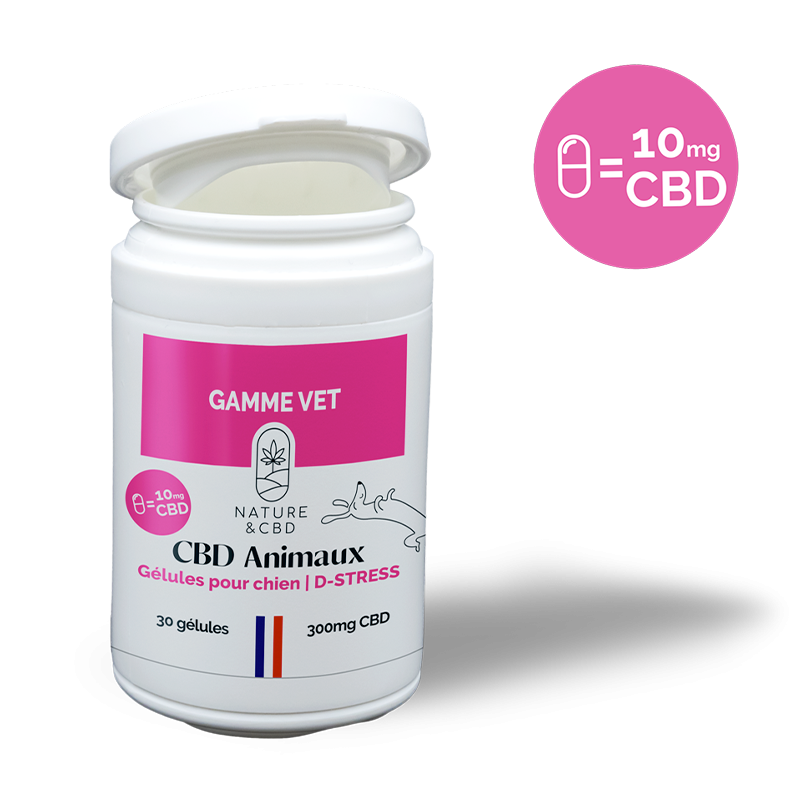 Gélules CBD pour chien D-Stress - 10mg - Relaxation et gestion du stress pour animaux