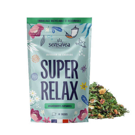 Infusion Super Relax CBD bio - Détente avec chanvre, cannelle, fenouil, hibiscus