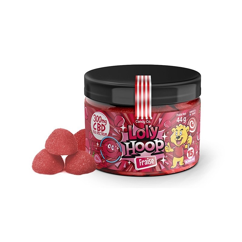 Bonbons Loly Hoop Fraise au CBD Full Spectrum - 300 mg de CBD par boîte