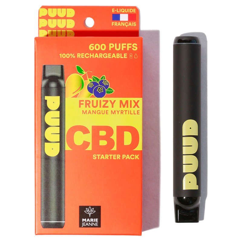 Puud CBD rechargeable Fruity Mix - Vape CBD mangue et myrtille avec 600 bouffées et cartouche rechargeable