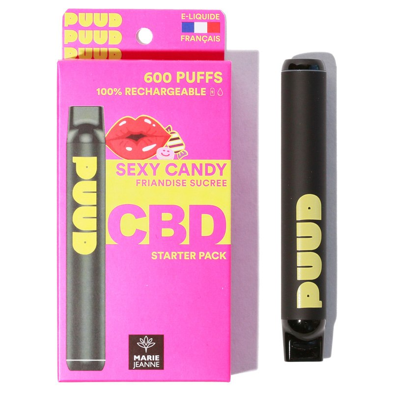 Puud CBD rechargeable Sexy Candy avec 600 bouffées, saveurs sucrées et 5% CBD - Marie Jeanne