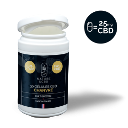 Gélules CBD Chanvre 25mg - Complément quotidien riche en CBD, 30 gélules par boîte