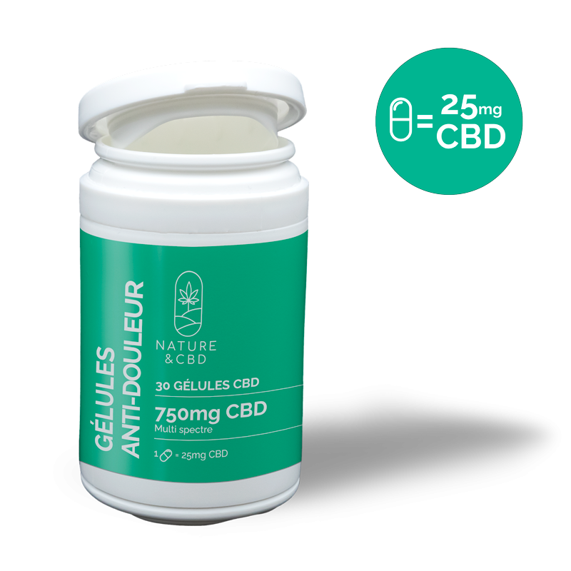 Gélules CBD Anti-douleur - Symbiose avec Ortie, Reine des Prés, et 750 mg de CBD