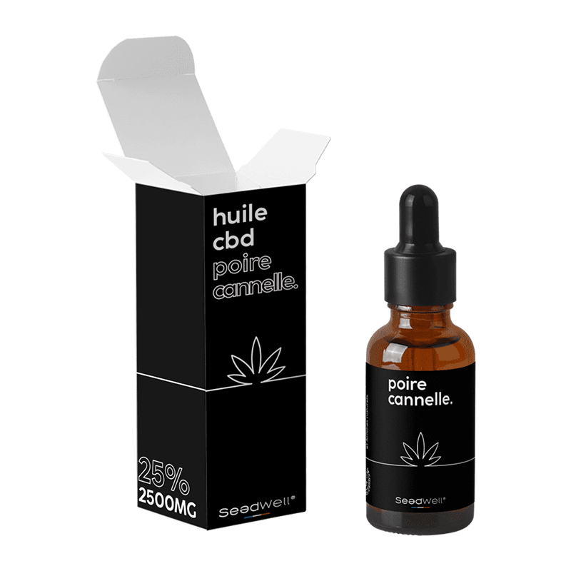 Huile CBD MCT Coco Bio SeedWell® saveur Poire Cannelle 10ml - Large spectre sans THC